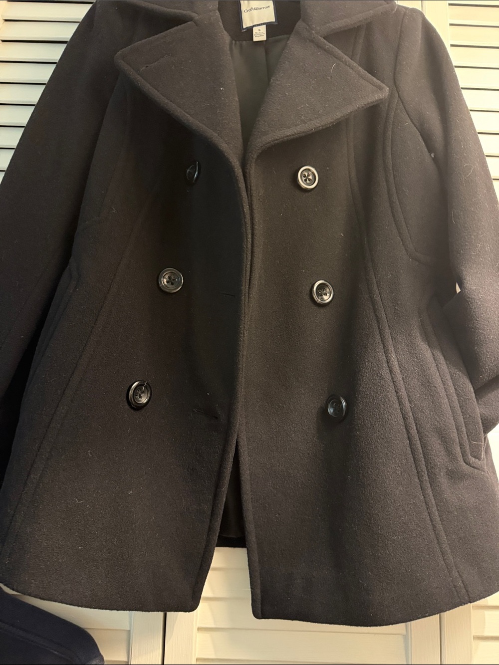 Coldwater Creek Black Double-Breasted Wool Pea Coat